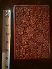 Vtg Old Chinese Red Square Lacquer Cinnabar Flower Floral Box Beautiful Estate