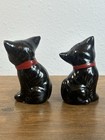Vintage Black Cat Redware Ceramic Salt   Pepper Shakers Japan 3 