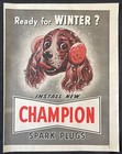 1949 Champion Spark Plug Cocker Spaniel With Earmuffs Snow Vintage Print Ad-pa1