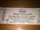 Michael Jackson s One  2017 Cirque Du Soleil Used Ticket