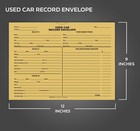 Used Car Record Envelopes - Deal Jackets  100 Per Pack 