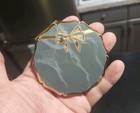 Vintage Stratton England 3pc Vanity Set Marbled Enamel Bow Gold Compact Comb Box