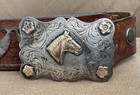 Vtg Rare Antique Unbranded Old Western Sterling Silver   Gold Belt Buckle Set