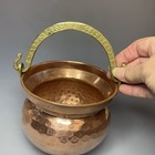 Vintage Solid Copper Miniature Bucket Pot Made In Italy Brass Handle Hammered