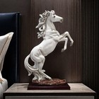 19 Inch Large Horse Statue Figurines - Resin Standing Fighting Horse Sculptur   