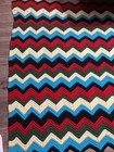 Vtg Hand Knit Crochet Blanket Throw Afghan Chevron Zigzag Pattern 65 X 65 Inches