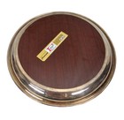 Vintage Crescent Formica Woodgrain Round Serving Tray Platter Drink Tray 12x1 5 