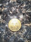 Vtg Gold Tone Good Luck Heavenly Guardian Angel  both Side with Halo Coin Token