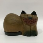 Cute Handcarved Wooden Cat Fat Cat Big Folk Art Primitive