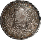  1832-34  Spain Colony Ferdinand Vii 1833 Peru 8 Reales Countermark Pcgs Xf au
