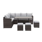 7 Piece Wicker Patio Dining Set 9-seat Outdoor Sectional Cushions Sofa W table