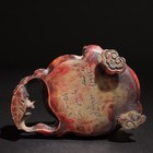 Chinese Antique Red Duan Inkstone Hand Carving Big Peach And Bat Ink Stone Mark