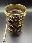 Vintage Afghan Tribal Kuchi Bracelet Colored Glass Jewels Women Bohemian Boho