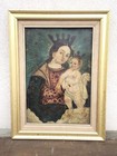 19th C  Retablo Oil Painting Madonna De Refugio With Christ Child Mexican