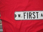 Vintage Retired  w  First Ave   24 X 6 Embossed Road street Sign
