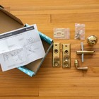 Vintage Solid Brass Door Knob Set With Backplates   Hardware     Antique Hardware