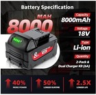 2pack 8000mah M18 Battery   Charger  With Charger Replacement For Milwaukee M18