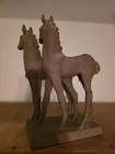 Karlsruher Majolika Ceramic Horse Figurine Sculpture With Two Foals  Brown 