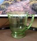 Vintage Green Uranium Vaseline Glass Footed Measuring Cup 4 Cup 32 Oz 5 75 