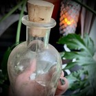Antique Apothecary Bottle 9  Tall Clear Glass Flared Cork Top