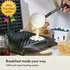 Classic Waffle Iron  4 Square Belgian Waffle Maker  Non-stick Extra Large Plates