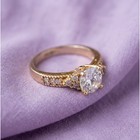 Vintage 1990 Gold Tone Solitaire Ring  Sparkling Faux Diamond Cz Center