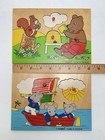 Simplex Wooden Peg Puzzle Made In Holland Set Of 2 - Honey Bear Mouse Boat Wood