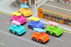 Vintage Japanese Iwako Puzzle Erasers Vw Beetle 6pcs set  38126