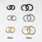 10 16mm  2 Pairs  Mens Womens Stainless Steel Tube Hoop Ear Ring Stud Earring
