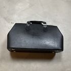 Vintage Doctors Bag Leather Physician Medical Antique Hard Shell Black Hungary
