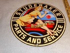 Vintage 1955 Studebaker Car   Truck Service 11 3 4  Porcelain Metal Gas Oil Sign