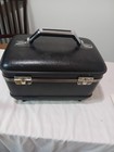 Vintage American Tourister Train Case Dary Gray Hard Shell  w Tray Mirror Combo