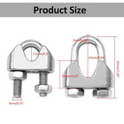 6 Pack 3 8 Inch M10 Stainless Steel Wire Rope Cable Clip Clamp  U Bolt Saddle Fa