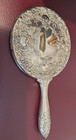 Silver Vanity Hand Held Mirror Ornate