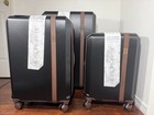 Elle Luxe Journey 3 Piece Hardside Spinner Luggage Set Black Brown Nwt