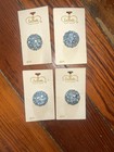 Lot Of 4 Vintage Dome Rhinestone Buttons Excellent Condition Blue   Silver