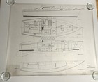 Vintage Original Sloop Boat Drawing Blueprint Plan Nautical Decor Maritime