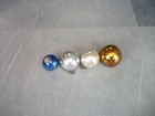 4 Pc Vintage 2   Golden  Blue   Silver Original German Glass Kugels ornament
