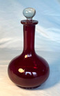 Vintage Ruby Red Glass Bottle Vase With Clear Glass Topper 7 3 4  With Top