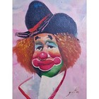 1960s Mid Century Signed Goeth Creepy Sad Clown Hobo Clown Oil Painting Lg 20 
