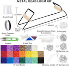 Bead Loom Kit  Beading Supplies With 9700 Pcs Seed Beads  Tray  Scissors Making 