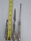 Antique Whiting Sterling Silver Boot Button Hook Cuticle Nail File Set Vintage 