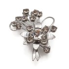Vintage Silver Tone Crystal Rhinestone Layered Flower Bouquet Fashion Brooch