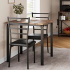 Two Pu Cushion Chairs Match Square Table To Form 3 Piece Dining Table Set For 2 