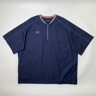 Mizuno Baseball Jacket Mens 2xl Xxl Navy Grey Batting Practice Warm Up Popover