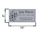 16  8  3  Gray Granite Grave Marker     Custom Engraved Flat Headstone With Cross