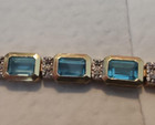 Scrap Tennis Bracelet W blue Gem Stones 10k 12  Grams  7 1 2 In 