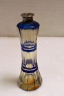Antique Faceted Blue Pressed Glass Perfume Bottle Victorian Style Mini 6 5 Inc r