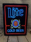 Vintage Miller Lite Beer Lighted Sign Cold Beer Nos  A Fine Pilsner 1984