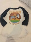 Led Zeppelin Us Tour 1975  Graphic T-shirt Women Med  Cream   Black 3 4 Sleeve 